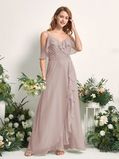 Carlyna Yvette A-Line Taupe Bridesmaid Dress Maxi Sleeveless V-Neck Dress Side View 2 #color_taupe
