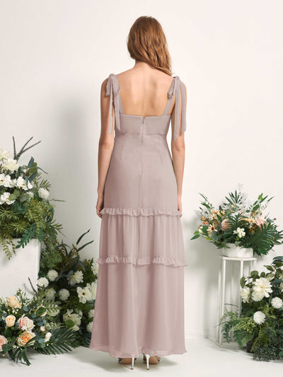 Carlyna Kaiya A-Line Taupe Bridesmaid Dress Maxi Sleeveless Straight Dress Back View #color_taupe