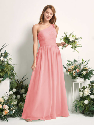 Carlyna Pandora A-Line Ballet Pink Bridesmaid Dress Maxi Sleeveless One Shoulder Dress Front View #color_ballet-pink