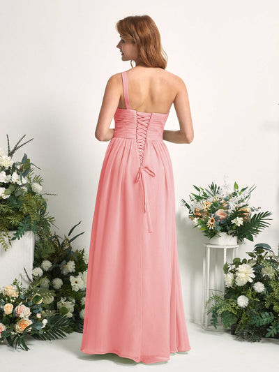 Carlyna Pandora A-Line Ballet Pink Bridesmaid Dress Maxi Sleeveless One Shoulder Dress Back View #color_ballet-pink