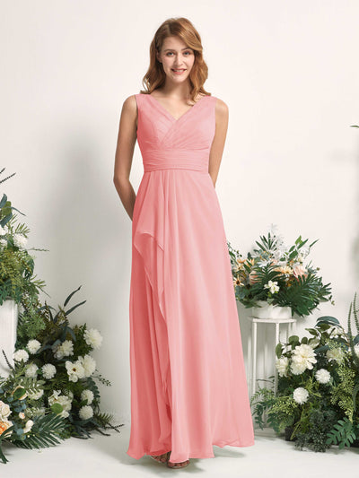 Carlyna Mollie A-Line Ballet Pink Bridesmaid Dress Maxi Sleeveless V-Neck Dress Side View 2 #color_ballet-pink
