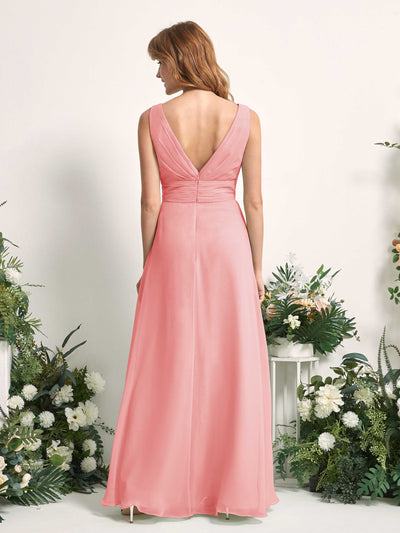 Carlyna Mollie A-Line Ballet Pink Bridesmaid Dress Maxi Sleeveless V-Neck Dress Back View #color_ballet-pink