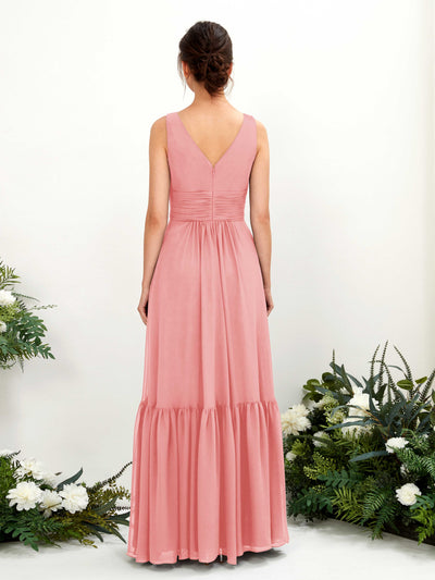 Carlyna Alissa A-Line Ballet Pink Bridesmaid Dress Maxi Sleeveless V-Neck Dress Back View #color_ballet-pink