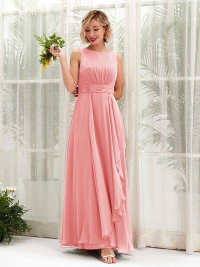 Ballet Pink Bridesmaid Dresses Bridesmaid Dress A-line Chiffon Bateau Full Length Sleeveless Wedding Party Dress (81225840)#color_ballet-pink