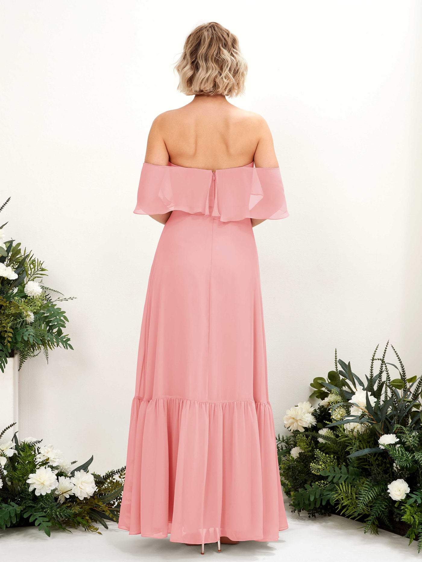 Ballet Pink Bridesmaid Dresses Bridesmaid Dress A-line Chiffon Off Shoulder Full Length Sleeveless Wedding Party Dress (81224540)#color_ballet-pink