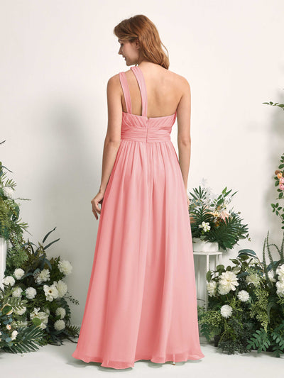 Carlyna Evelyn A-Line Ballet Pink Bridesmaid Dress Maxi Sleeveless One Shoulder Dress Back View #color_ballet-pink