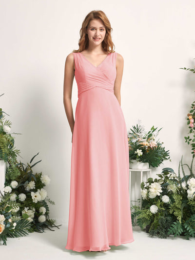 Carlyna June A-Line Ballet Pink Bridesmaid Dress Maxi Sleeveless V-Neck Dress Front View #color_ballet-pink