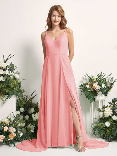 Carlyna Marcia A-Line Ballet Pink Bridesmaid Dress Maxi Sleeveless V-Neck Dress Front View #color_ballet-pink