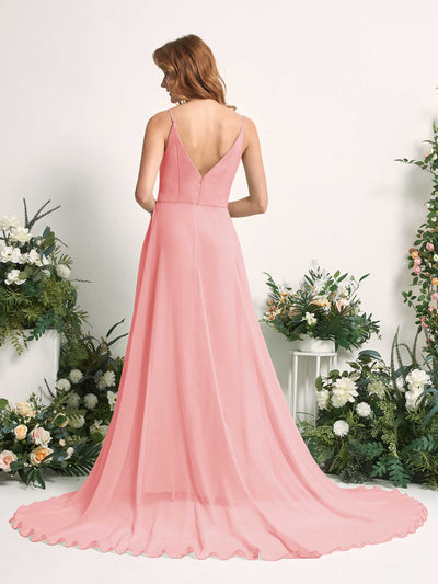 Carlyna Marcia A-Line Ballet Pink Bridesmaid Dress Maxi Sleeveless V-Neck Dress Back View #color_ballet-pink