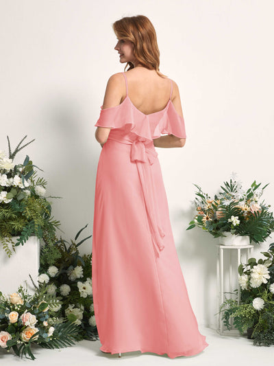 Carlyna Yvette A-Line Ballet Pink Bridesmaid Dress Maxi Sleeveless V-Neck Dress Back View #color_ballet-pink