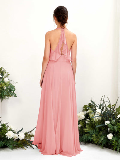 Carlyna Launo A-Line Ballet Pink Bridesmaid Dress Maxi Sleeveless V-Neck Dress Back View #color_ballet-pink