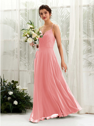 Ballet Pink Bridesmaid Dresses Bridesmaid Dress Chiffon Spaghetti-straps Full Length Sleeveless Wedding Party Dress (81224240)#color_ballet-pink