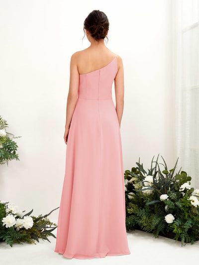 Carlyna Crystal A-Line Ballet Pink Bridesmaid Dress Maxi Sleeveless One Shoulder Dress Back View #color_ballet-pink