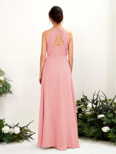 Carlyna Joa A-Line Ballet Pink Bridesmaid Dress Maxi Sleeveless V-Neck Dress Back View #color_ballet-pink