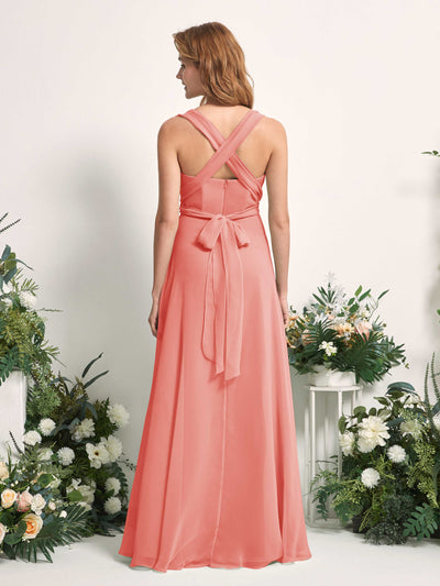 Carlyna Carolyn Convertible Peach Pink Bridesmaid Dress Maxi Sleeveless Sweetheart Dress Side View 4 #color_peach-pink