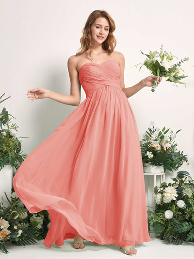 Carlyna Elma A-Line Peach Pink Bridesmaid Dress Maxi Sleeveless Sweetheart Dress Side View 2 #color_peach-pink