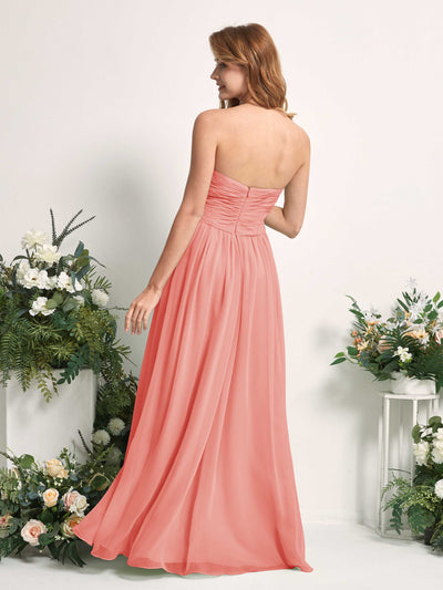 Carlyna Elma A-Line Peach Pink Bridesmaid Dress Maxi Sleeveless Sweetheart Dress Back View #color_peach-pink