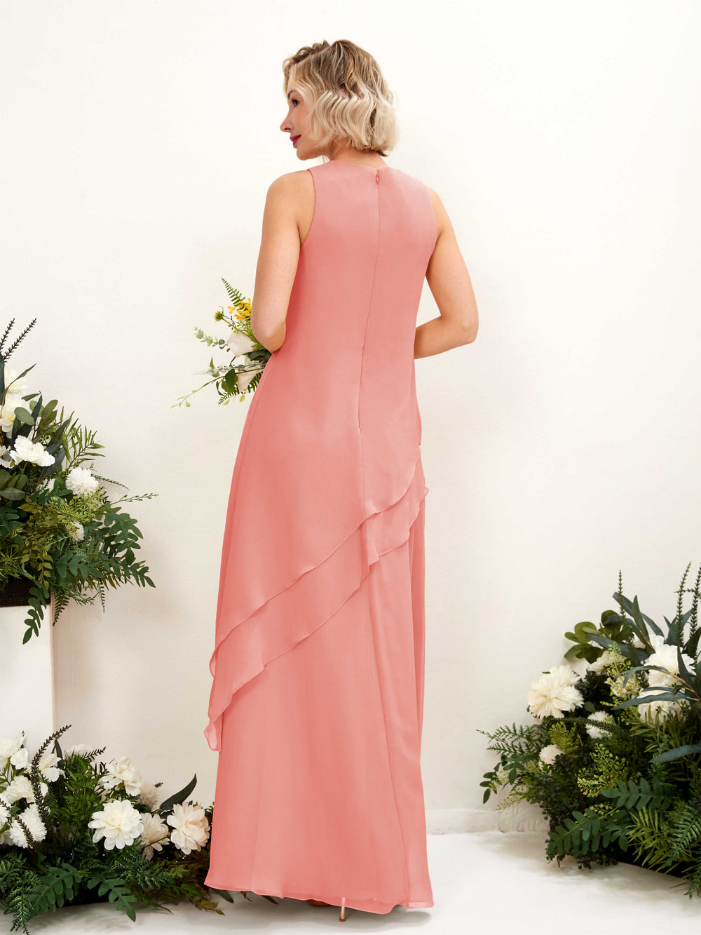 Peach Pink Chiffon Bridesmaid Dresses | Elegant & Customizable Bridesmaid  Gowns