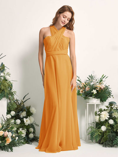 Carlyna Carolyn Convertible Mango Bridesmaid Dress Maxi Sleeveless Sweetheart Dress Side View 5 #color_mango