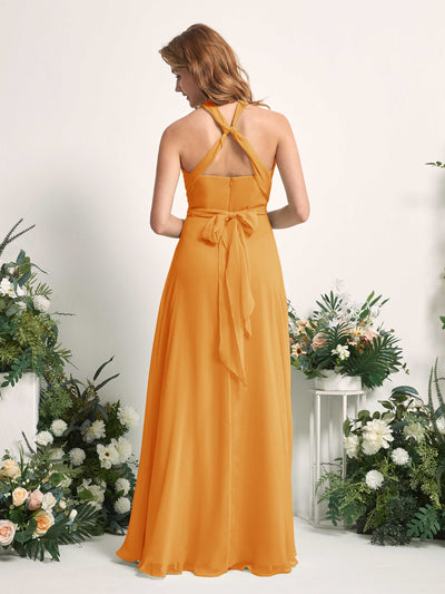 Carlyna Carolyn Convertible Mango Bridesmaid Dress Maxi Sleeveless Sweetheart Dress Back View #color_mango