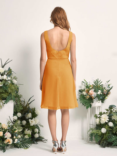 Carlyna Alisha A-Line Mango Bridesmaid Dress Knee-Length Sleeveless V-Neck Dress Back View #color_mango