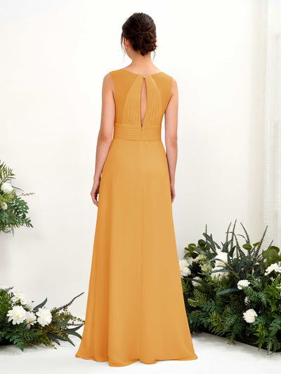 Carlyna Karen A-Line Mango Bridesmaid Dress Maxi Sleeveless V-Neck Dress Back View #color_mango