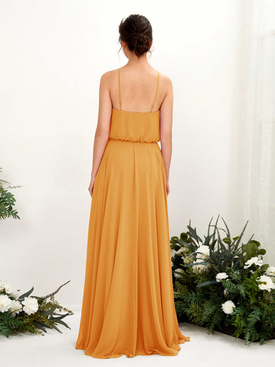 Carlyna Alva A-Line Mango Bridesmaid Dress Maxi Sleeveless Halter Dress Back View #color_mango