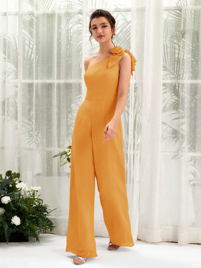 Mango Bridesmaid Dresses Bridesmaid Dress Chiffon One Shoulder Full Length Sleeveless Wedding Party Dress (81220802)#color_mango