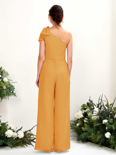 Carlyna Jasmine Jumpsuit Mango Bridesmaid Dress Maxi Sleeveless One Shoulder Dress Back View #color_mango