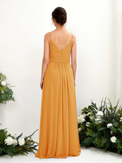 Carlyna Dira A-Line Mango Bridesmaid Dress Maxi Sleeveless V-Neck Dress Back View #color_mango