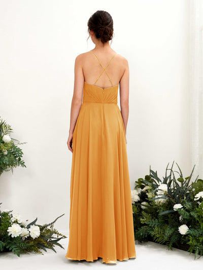 Carlyna Naura A-Line Mango Bridesmaid Dress Maxi Sleeveless V-Neck Dress Back View #color_mango