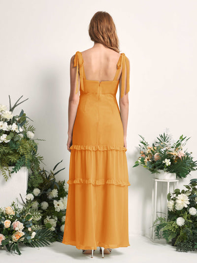 Carlyna Kaiya A-Line Mango Bridesmaid Dress Maxi Sleeveless Straight Dress Back View #color_mango