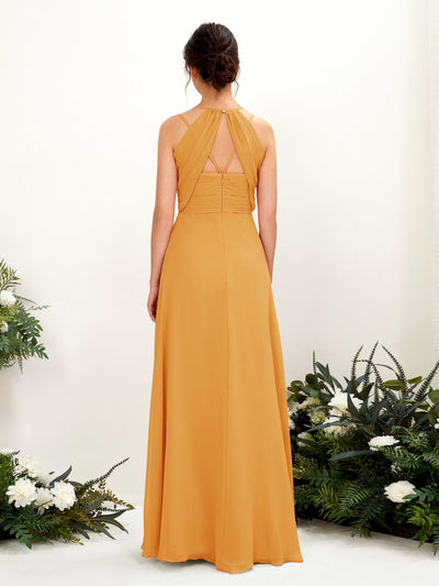 Carlyna Joa A-Line Mango Bridesmaid Dress Maxi Sleeveless V-Neck Dress Back View #color_mango