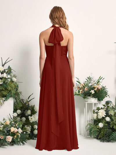 Carlyna Carolyn Convertible Rust Bridesmaid Dress Maxi Sleeveless Sweetheart Dress Side View 2 #color_rust