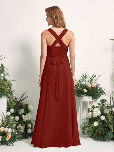 Carlyna Carolyn Convertible Rust Bridesmaid Dress Maxi Sleeveless Sweetheart Dress Side View 4 #color_rust