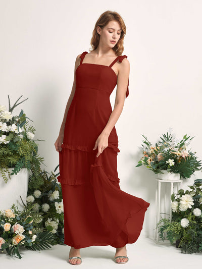 Carlyna Kaiya A-Line Rust Bridesmaid Dress Maxi Sleeveless Straight Dress Side View 2 #color_rust