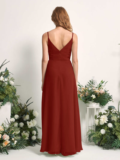 Carlyna Hannah A-Line Rust Bridesmaid Dress Maxi Sleeveless Sweetheart Dress Back View #color_rust