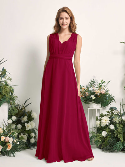 Carlyna Carolyn Convertible Jester Red Bridesmaid Dress Maxi Sleeveless Sweetheart Dress Side View 3 #color_jester-red