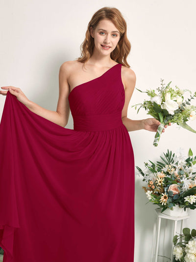 Carlyna Pandora A-Line Jester Red Bridesmaid Dress Maxi Sleeveless One Shoulder Dress Side View 2 #color_jester-red