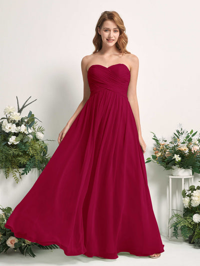 Carlyna Elma A-Line Jester Red Bridesmaid Dress Maxi Sleeveless Sweetheart Dress Front View #color_jester-red