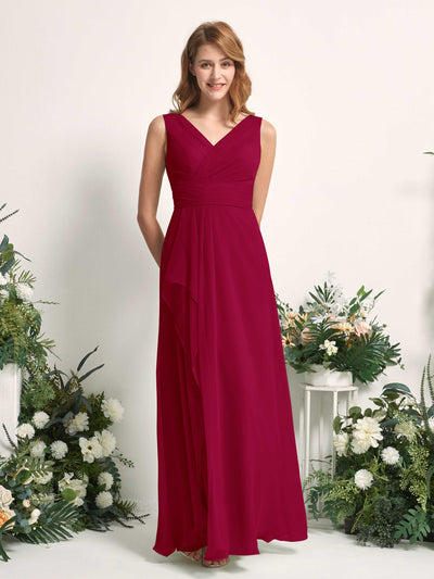 Carlyna Mollie A-Line Jester Red Bridesmaid Dress Maxi Sleeveless V-Neck Dress Side View 2 #color_jester-red