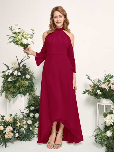 Carlyna Maxine A-Line Jester Red Bridesmaid Dress Maxi Sleeveless Round Neck Dress Front View #color_jester-red