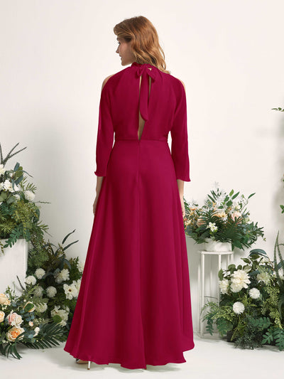 Carlyna Maxine A-Line Jester Red Bridesmaid Dress Maxi Sleeveless Round Neck Dress Back View #color_jester-red
