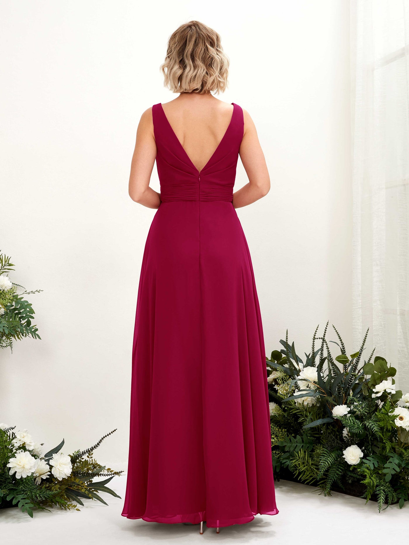 Jester Red Bridesmaid Dresses Bridesmaid Dress A-line Chiffon Bateau Full Length Sleeveless Wedding Party Dress (81225841)#color_jester-red