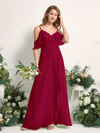 Carlyna Yvette A-Line Jester Red Bridesmaid Dress Maxi Sleeveless V-Neck Dress Side View 2 #color_jester-red