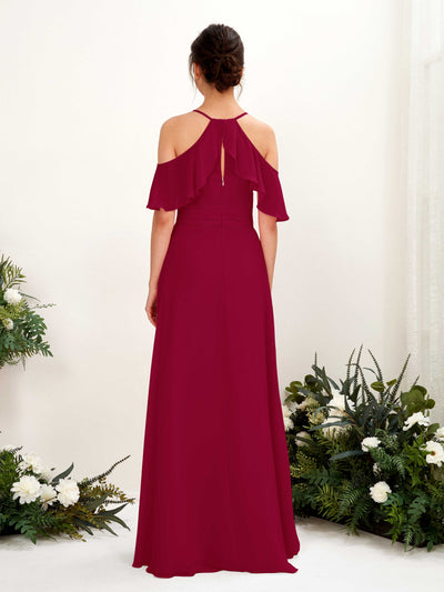 Carlyna Orlane A-Line Jester Red Bridesmaid Dress Maxi Sleeveless V-Neck Dress Back View #color_jester-red