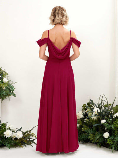 Carlyna Kauku A-Line Jester Red Bridesmaid Dress Maxi Sleeveless V-Neck Dress Back View #color_jester-red