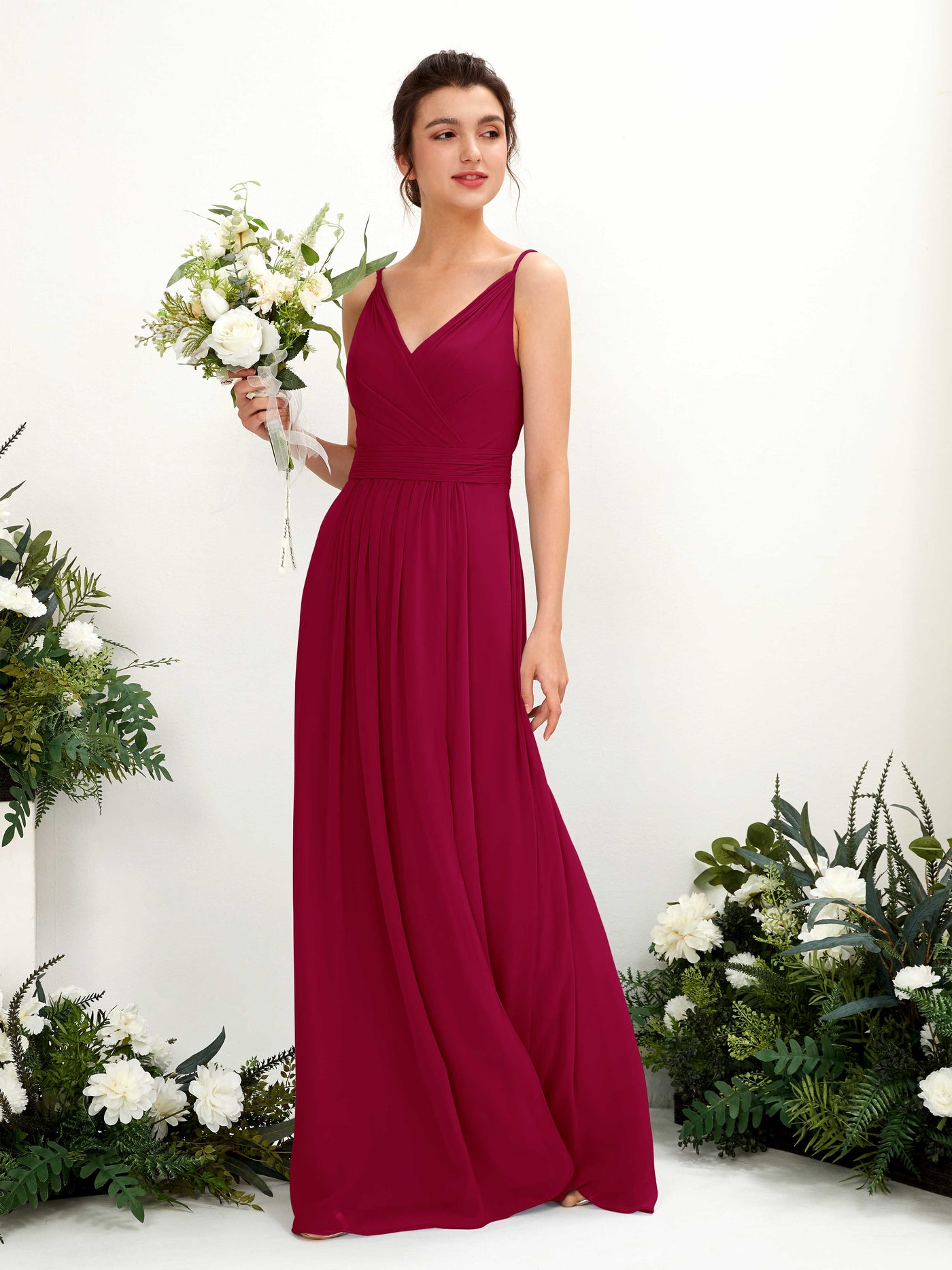 Jester Red Bridesmaid Dresses Bridesmaid Dress A-line Chiffon Spaghetti-straps Full Length Sleeveless Wedding Party Dress (81223941)#color_jester-red