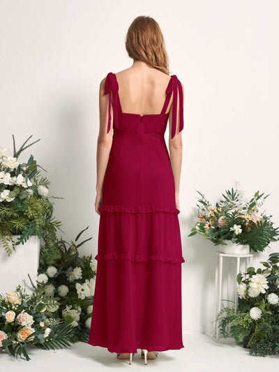 Carlyna Kaiya A-Line Jester Red Bridesmaid Dress Maxi Sleeveless Straight Dress Back View #color_jester-red