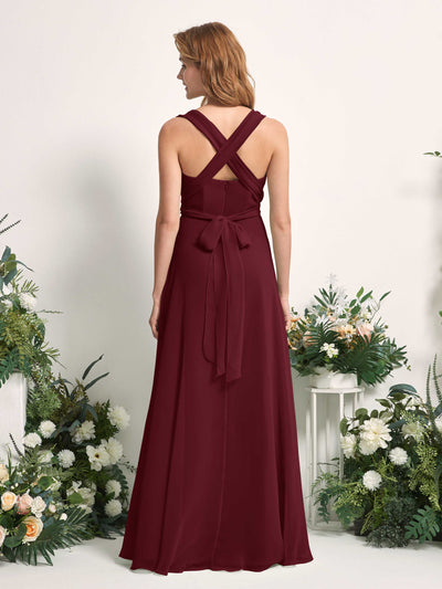 Carlyna Carolyn Convertible Burgundy Bridesmaid Dress Maxi Sleeveless Sweetheart Dress Side View 4 #color_burgundy